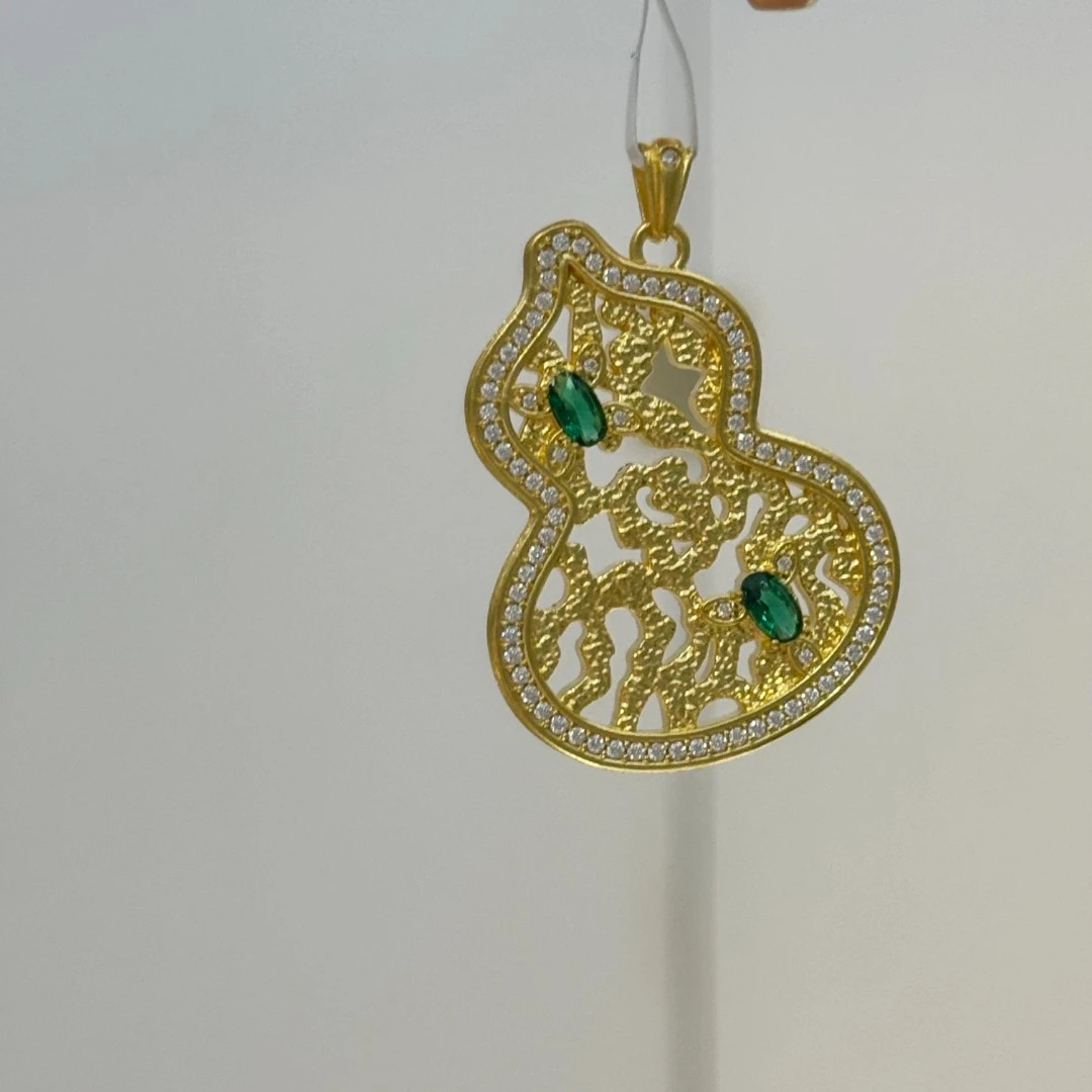 Y【碎冰绿葫芦点钻吊坠】足金999精工5D(318/218/88)