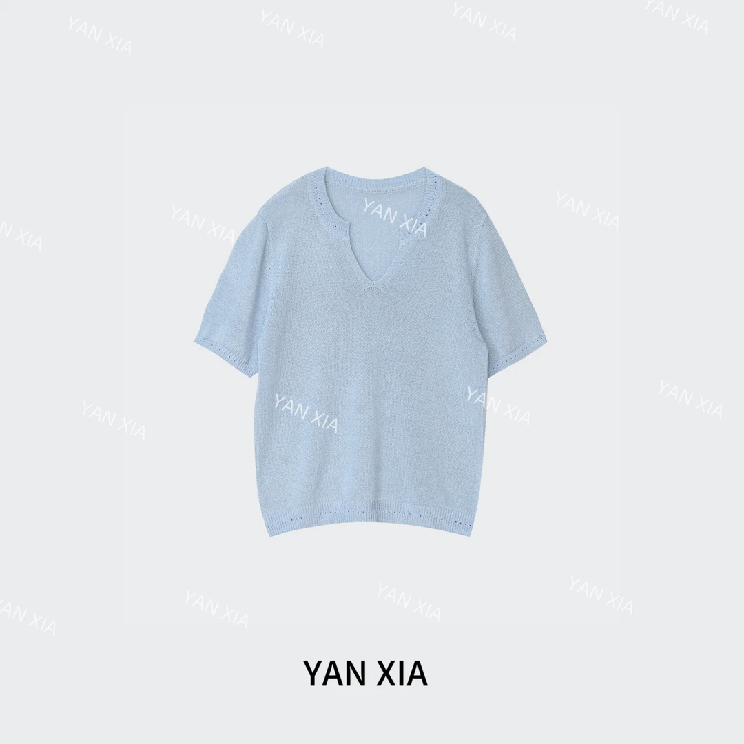 "以纸制衣" 和纸纱小V领 短袖背心 进口纱线 夏季高品质 W-352