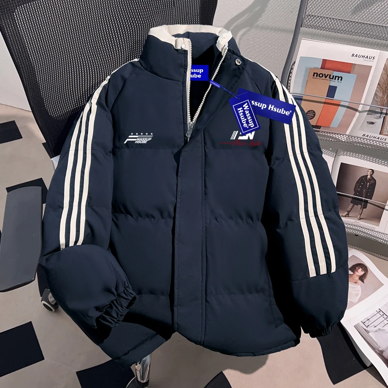 WASSUP HSUBE国潮牌重磅美式面包服外套男士立领慵懒加绒加厚棉服