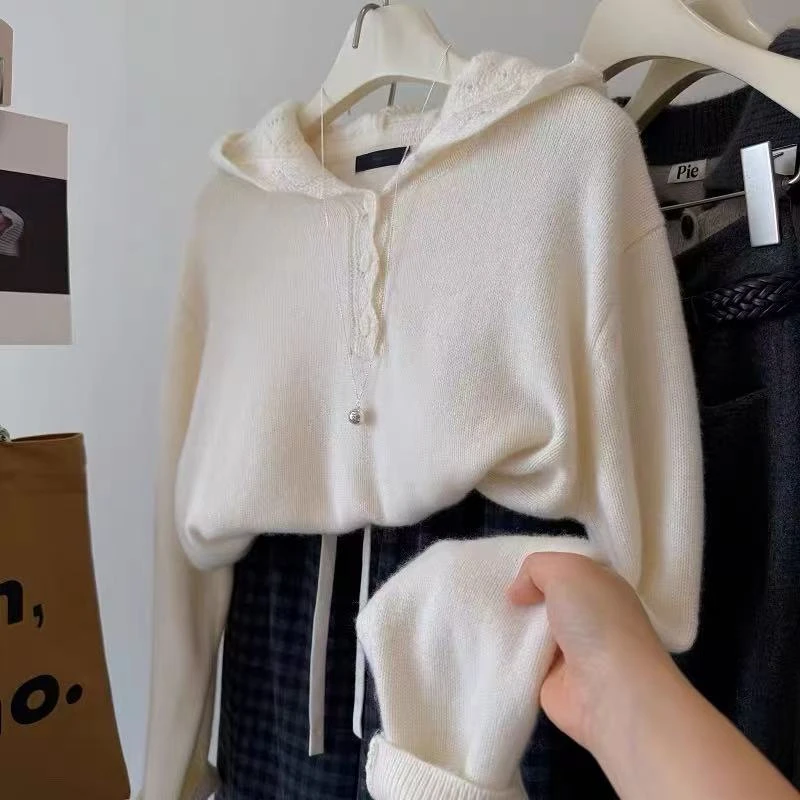 （以直播间实物为准）222大童亲子羊毛蕾丝钩花连帽长袖毛衣外套