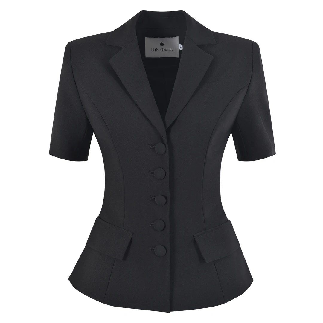 新款原创设计黑色轻奢气质女神范气场强大通勤高级感西装正装上衣