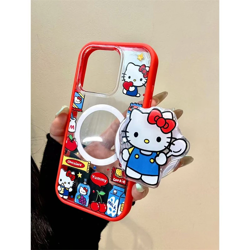 适用苹果iphone16promax个性猫咪15pro磁吸支架14韩系13ins手机壳