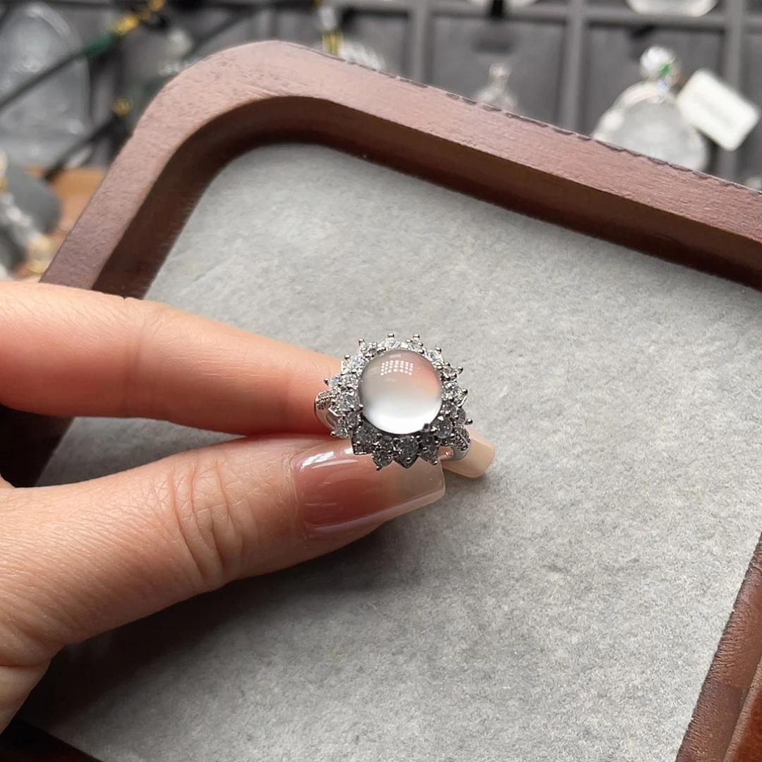 ****石英质玉银S925镶嵌戒指