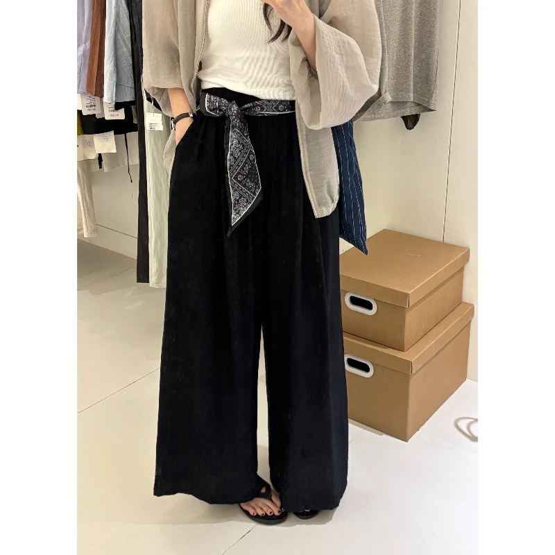 J-JY5589#(配丝巾)松弛感拉满！宽松显瘦休闲直筒阔腿长裤