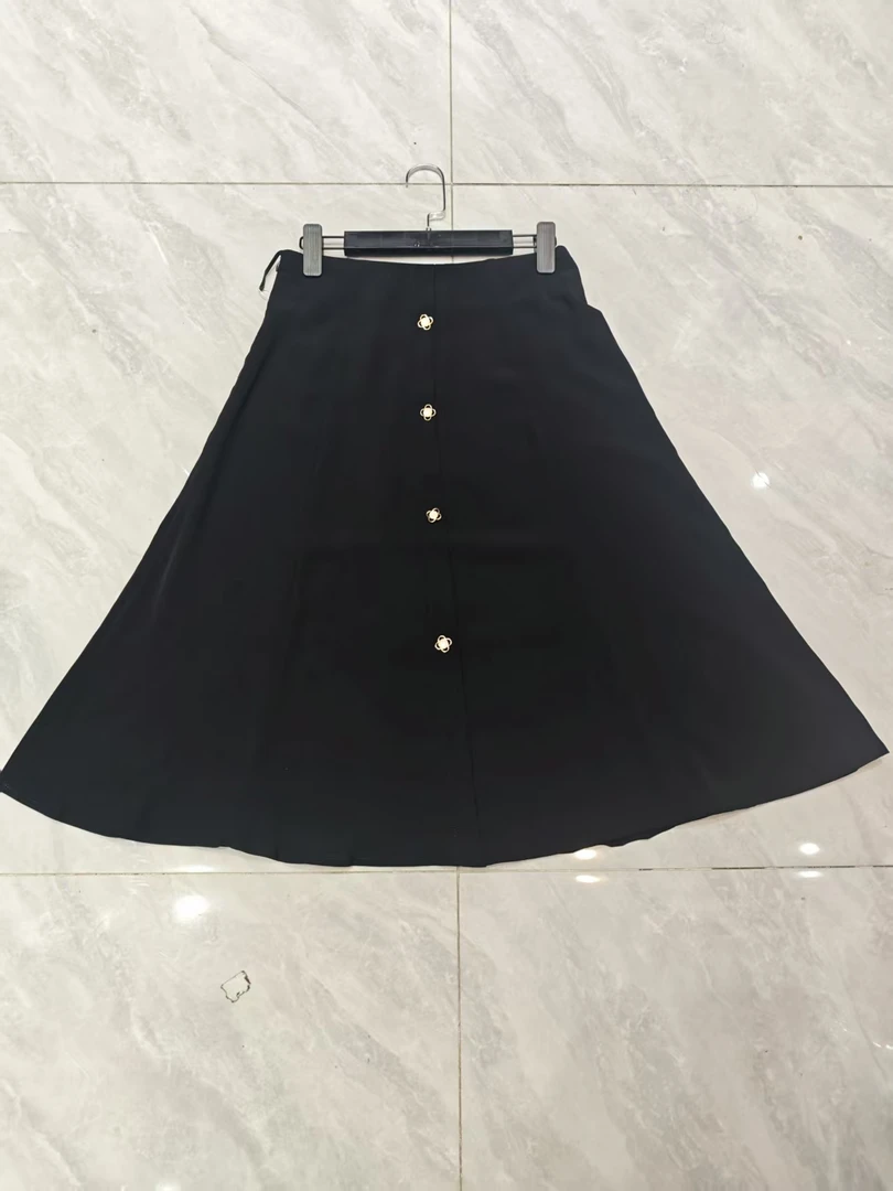 7005+（腰带）黑色卡其色半身裙休闲立体装饰时尚高腰裙