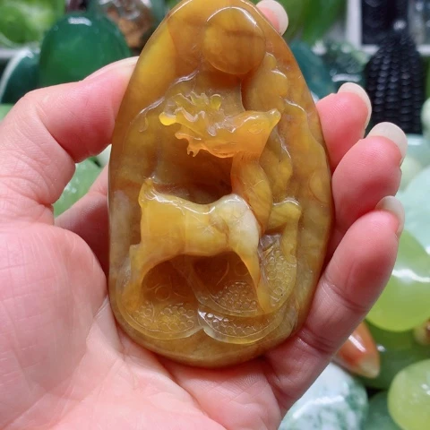 未镶嵌蛇纹石玉手把件