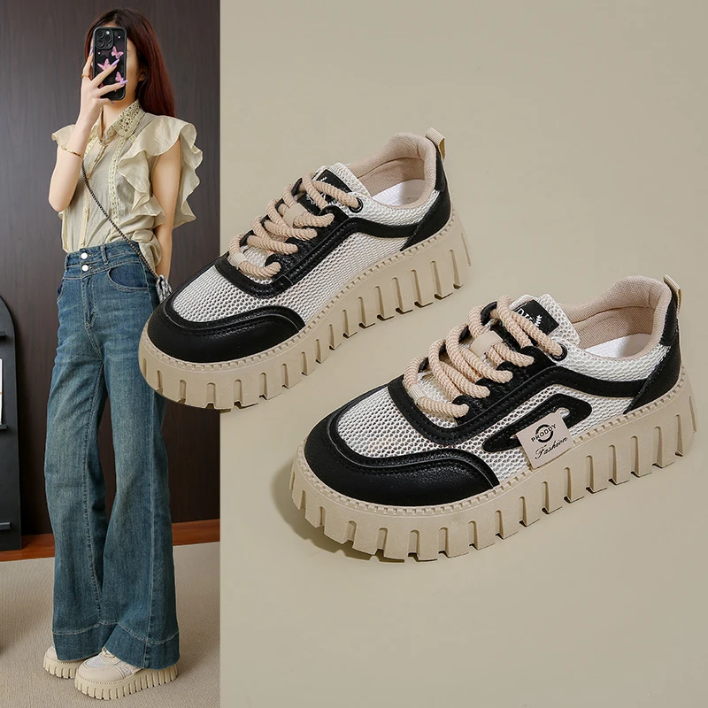 网面休闲鞋女款爆款2025新款夏季气质网红百搭透气不累脚轻奢网鞋