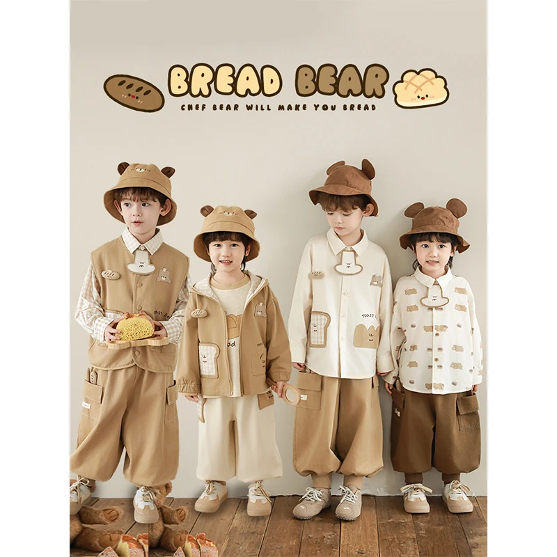 YOEHYAUL/幼悠春一波【面包玩偶】男童吐司小熊系列两面穿马甲N5713