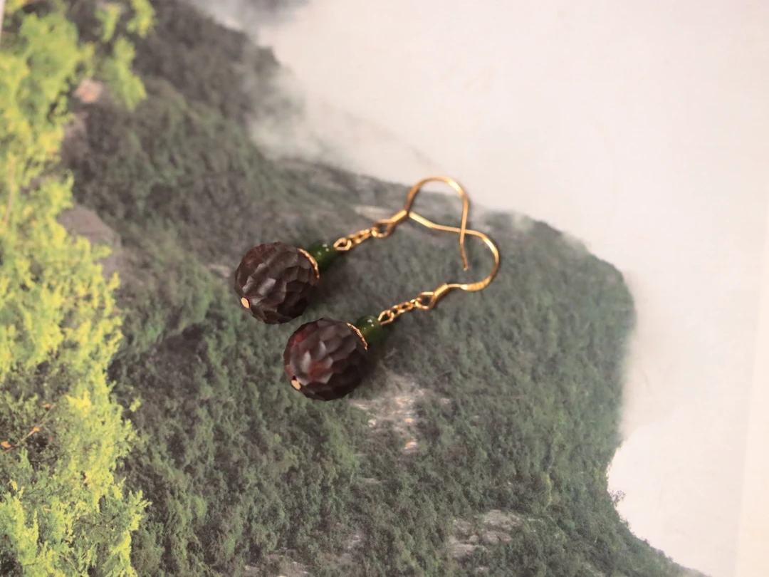 印度小叶紫檀【无相】耳坠一对