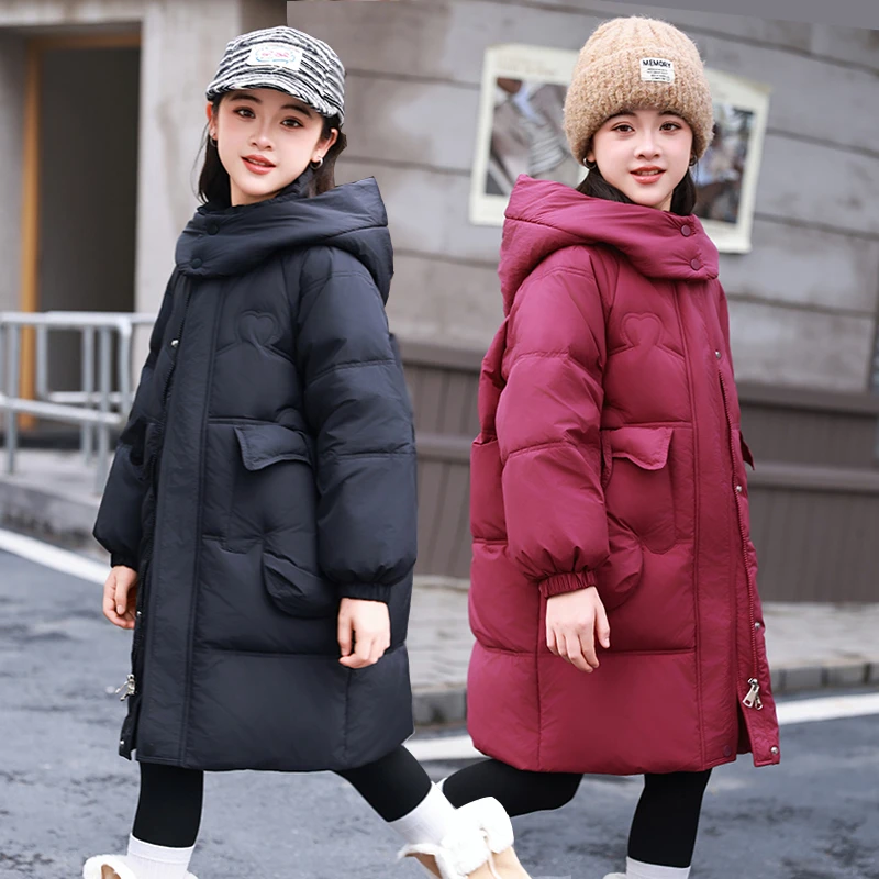 新款儿童羽绒服女童中大童加厚90%白鸭绒中长款韩版洋气冬装外套