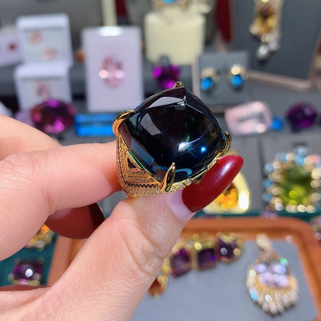 托帕石戒指银S925镶嵌奇*戒指