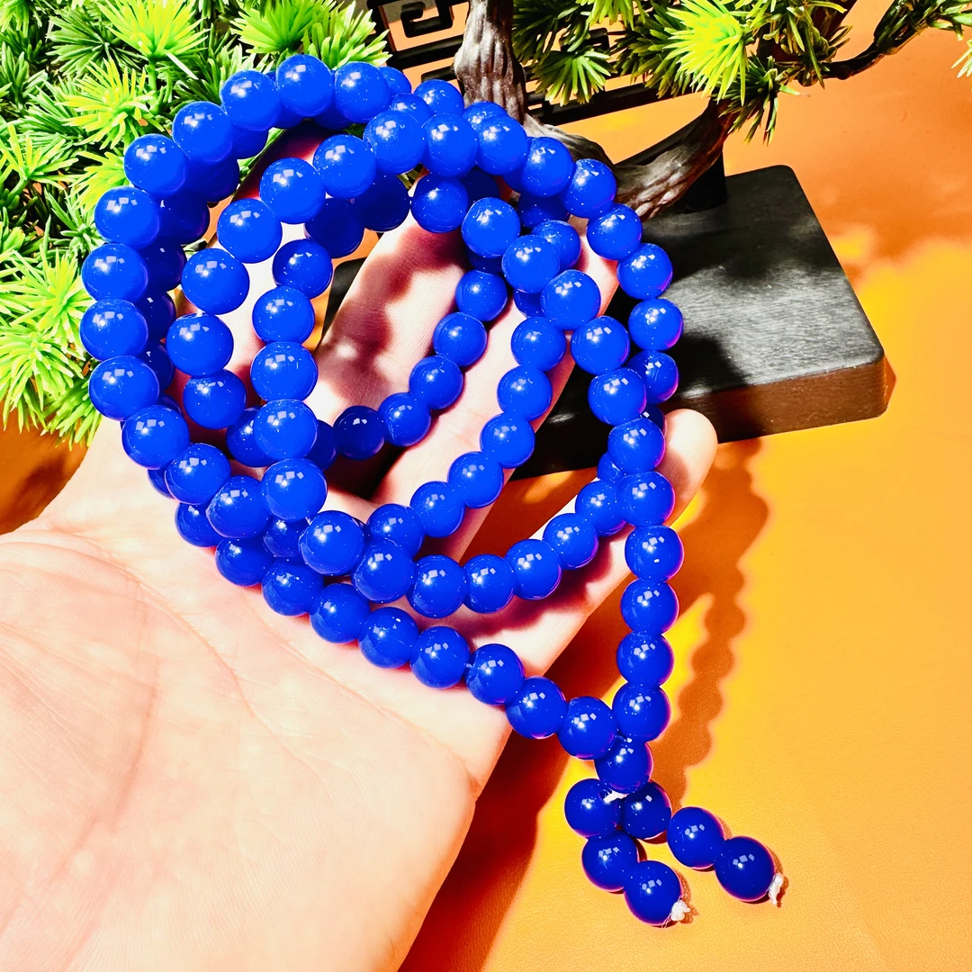 极光磁波——蓝玉金芒珠链毛衣链无礼盒卡10mm-E048