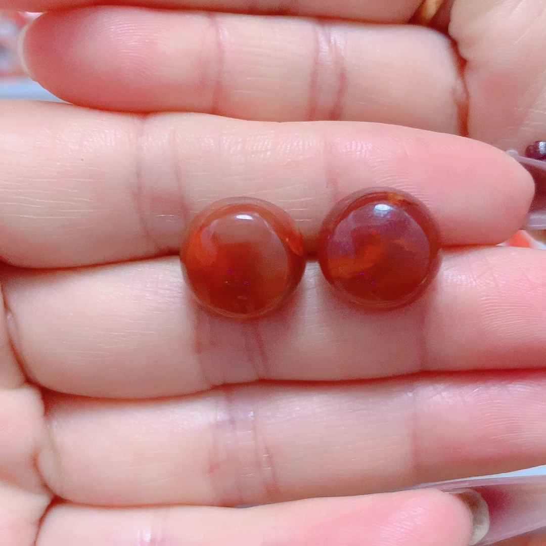 南红玛瑙耳钉银S925镶嵌