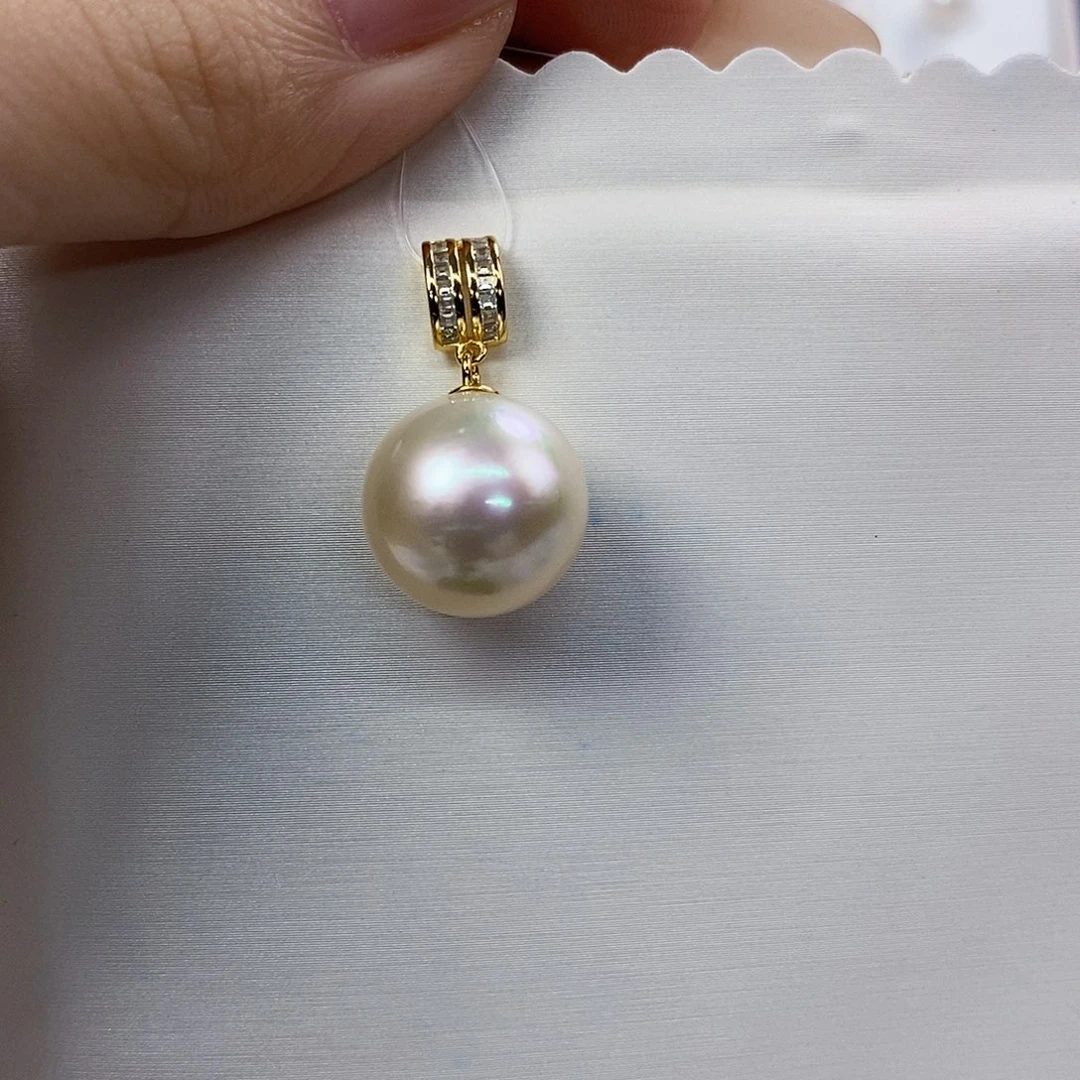 吊坠(不含链)银S925镶嵌海水珍珠13-14