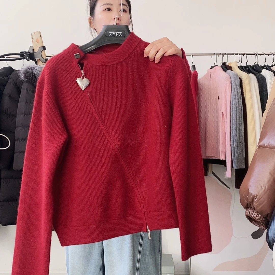 120斤以内红色爱心针织衫