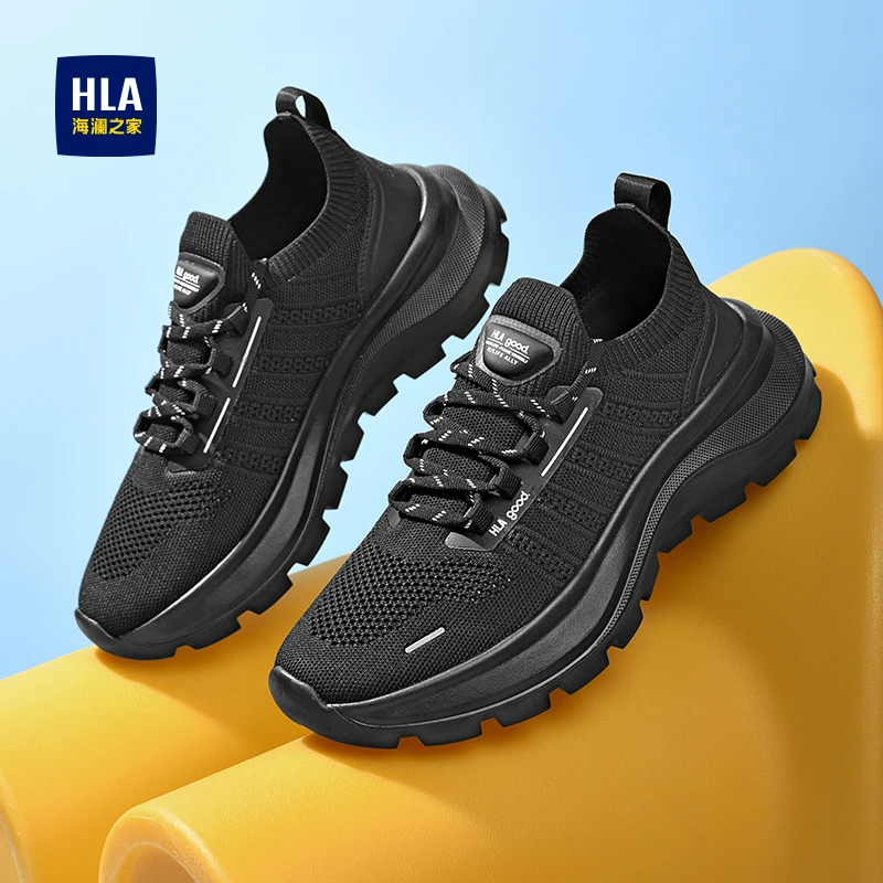 HLA/海澜之家男鞋2025新款夏季网面透气休闲鞋缓震防臭跑步运动鞋