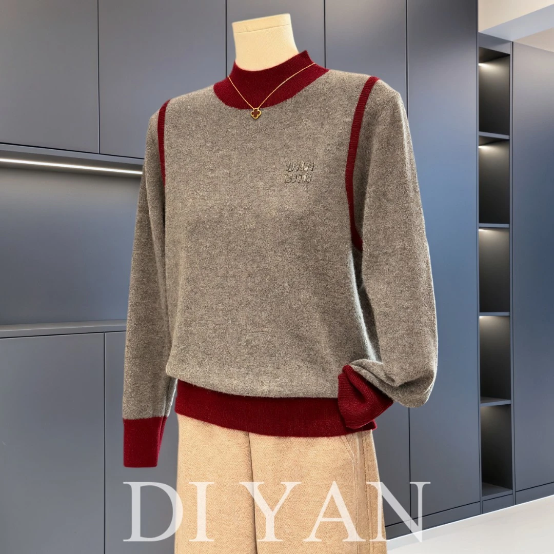 时尚洋气妈妈装纯羊毛衫女毛衣冬装新款上衣气质百搭中老年针织衫