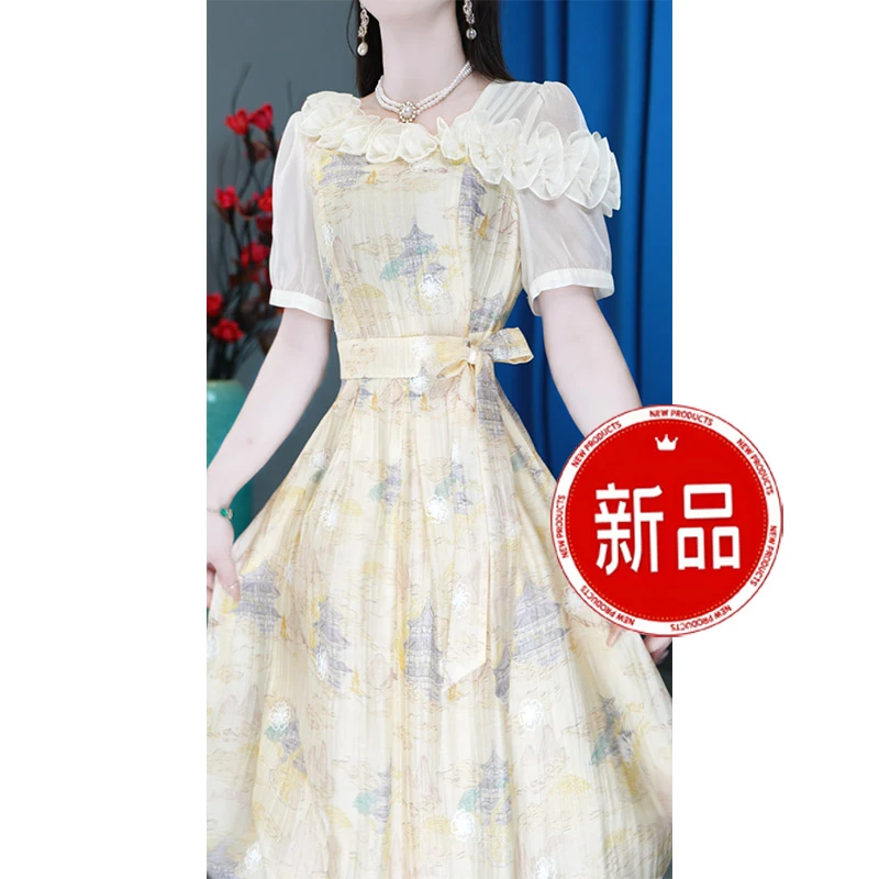 【夏之物语】修身时尚夏季气质显瘦设计感收腰复古洋气新款连衣裙