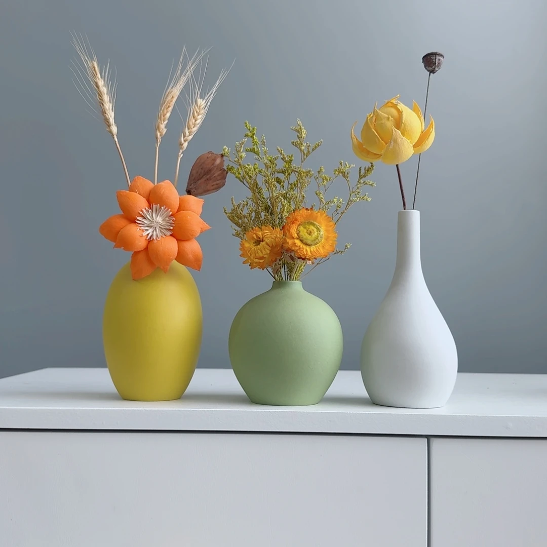 摆件陶瓷小花瓶摆件含花总含20-30cm