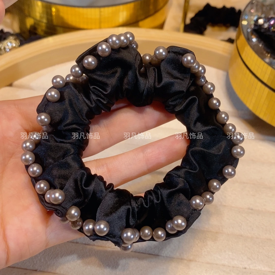 羽凡2595发圈复古宫廷优雅简约皮筋发绳轻职风原创设计黑色