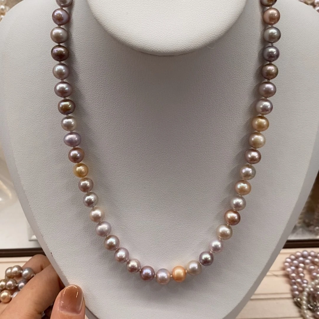 一***提淡水珍珠颈饰合金7.3-8.3微瑕