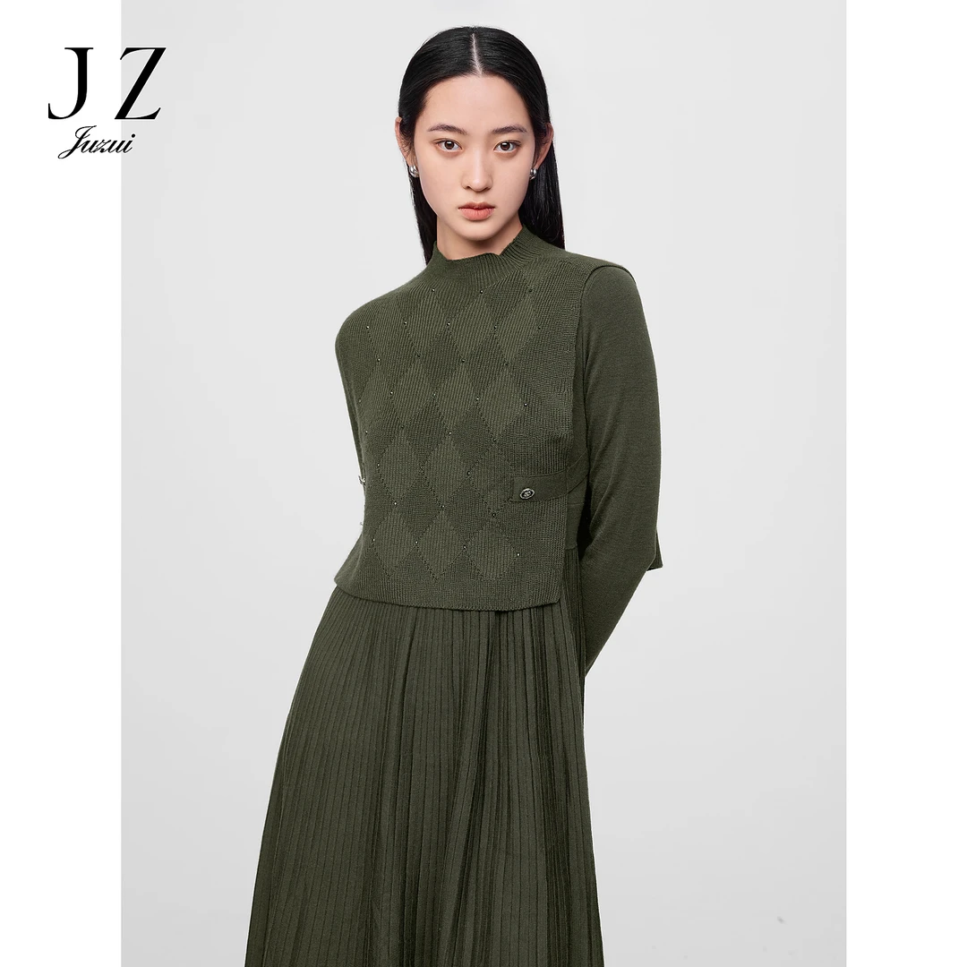 商场同款JZ玖姿JWDD31405轻熟通勤两件套毛衫连衣裙款