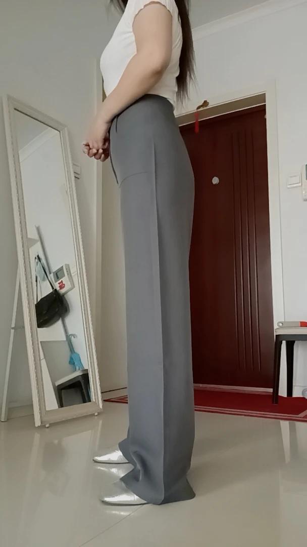 黑色灰色阔腿西装裤女春秋款高腰垂感休闲直筒裤裤子西裤