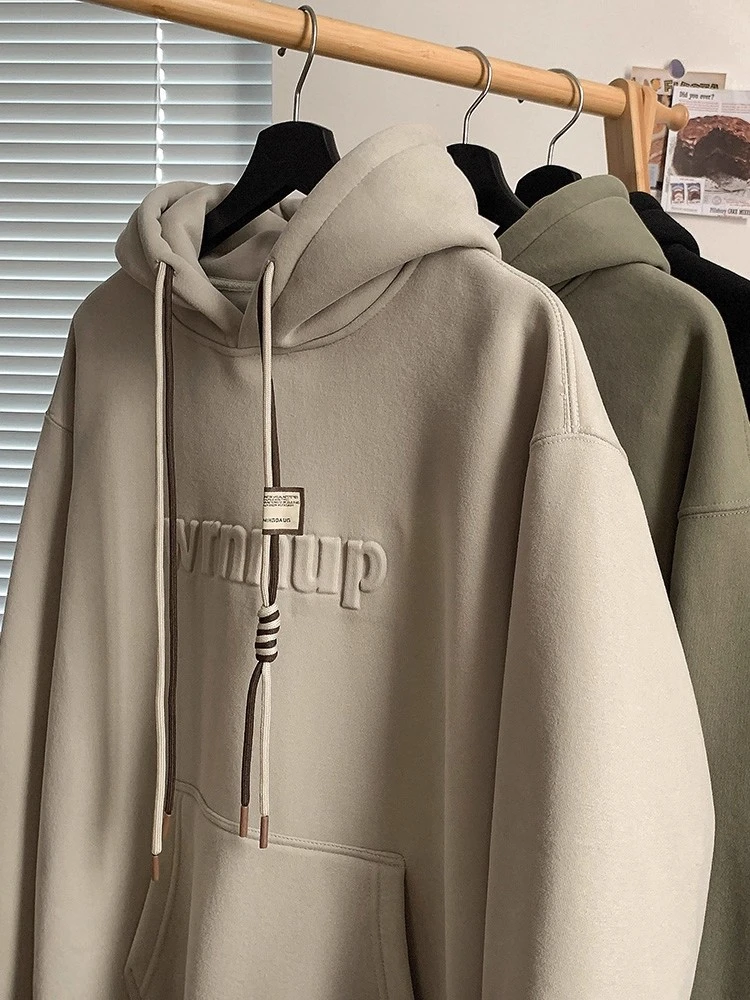 秋冬季连帽卫衣男女加绒加厚外套重磅众韩版宽松帽衫情侣新款上衣