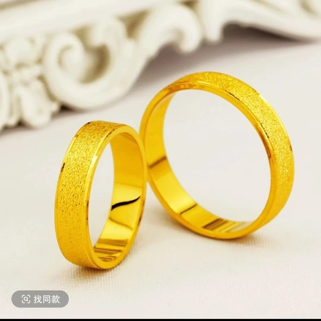 合金戒指 满天星戒指光面简约金素圈素款可调节情侣对戒女款时尚