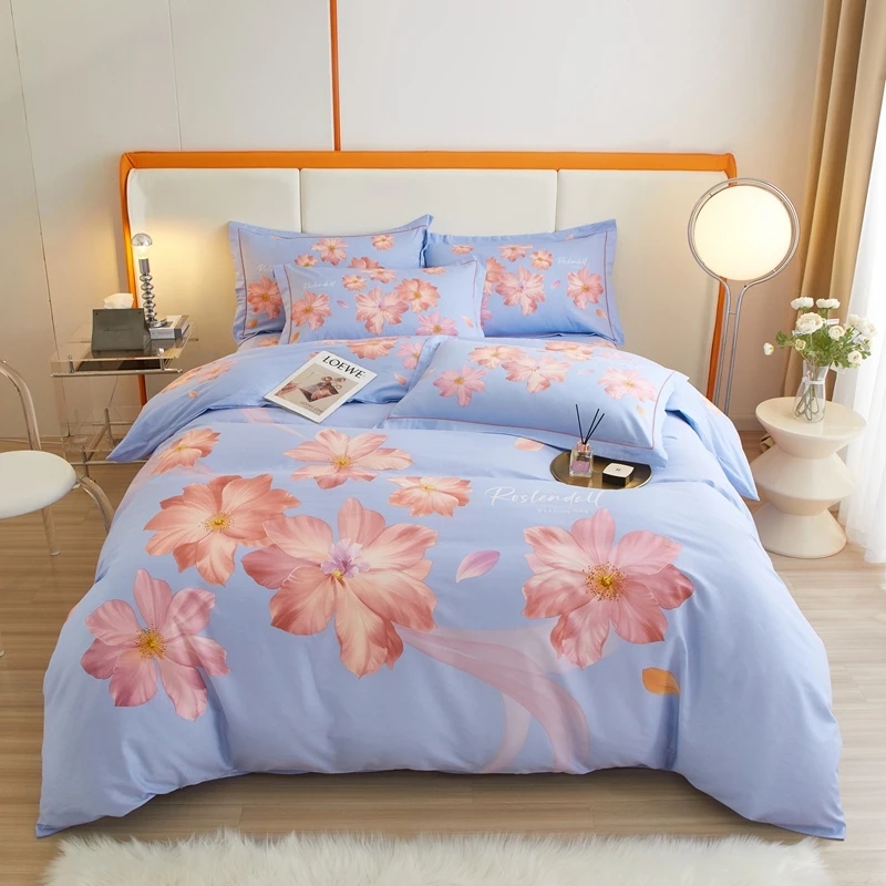 【四季款】轻奢全棉100棉印花四件套小清新纯棉被套床单床上用品