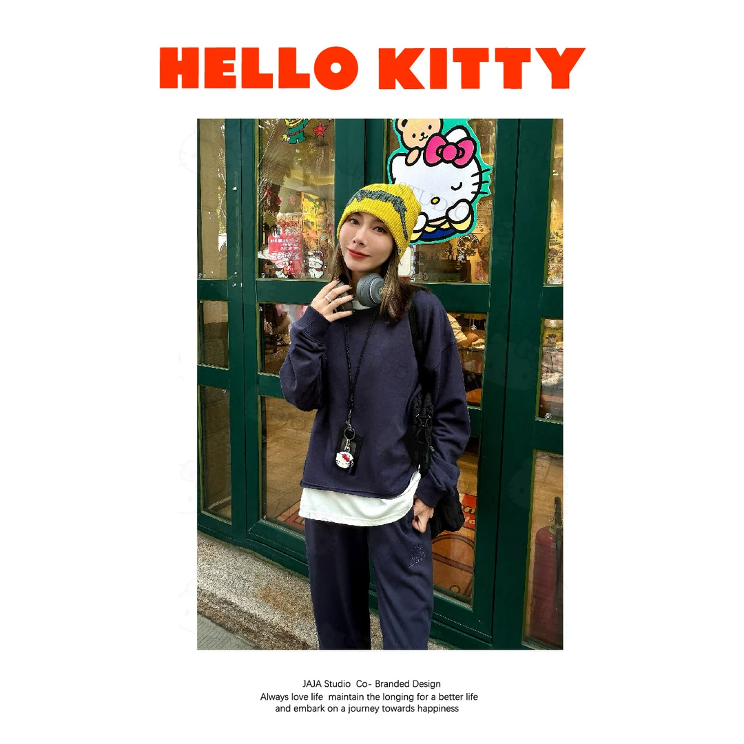 『JAJA佳一』三丽欧HELLO KITTY~“琥珀流光”正版毛圈飞边卫衣