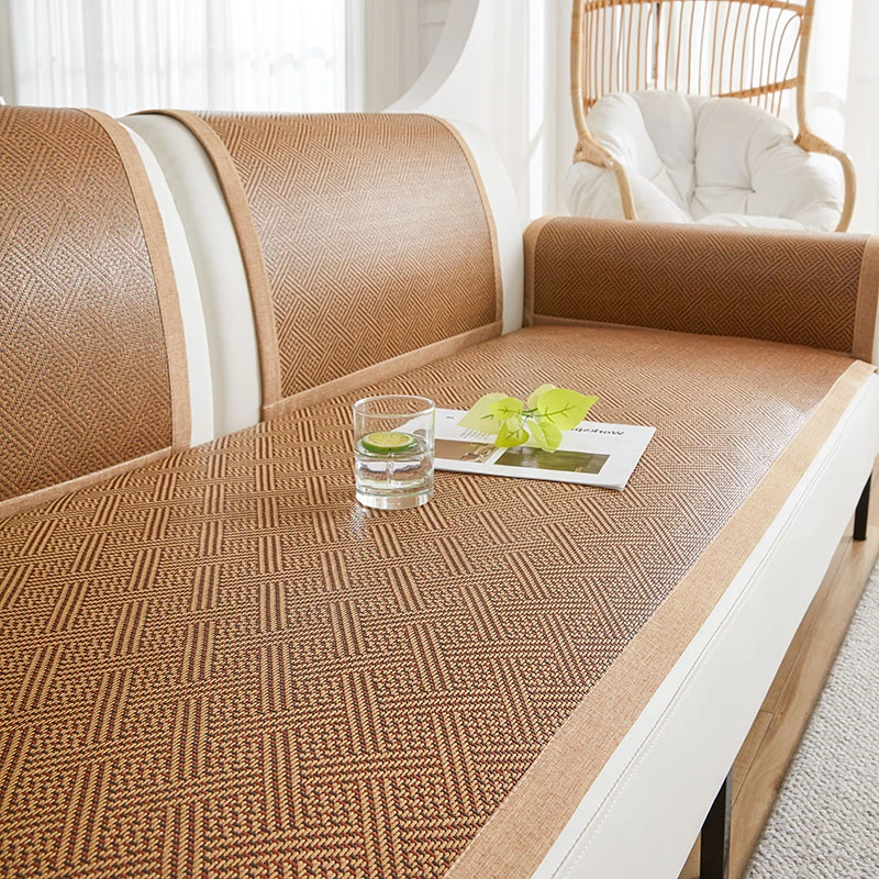 藤席沙发垫夏季凉席冰丝坐垫子2025新款简约防滑沙发套罩盖布座垫