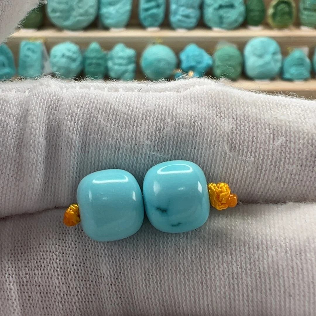 未镶嵌绿松石老型对珠 9x8mm