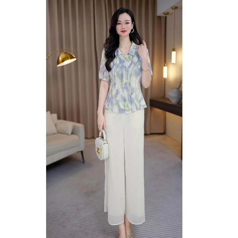 【上衣+裤子】优雅新款气质时尚休闲收腰显瘦套裤25739