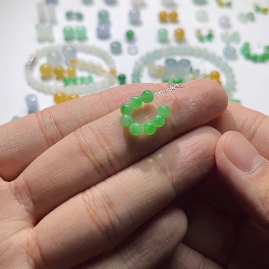 翡翠散珠天然缅甸A货珠子8颗4.5mm