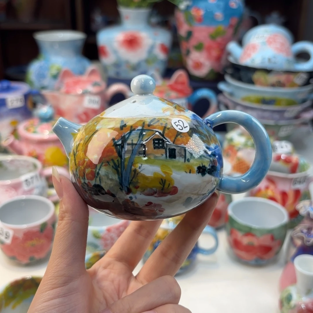 瓷片景德镇手绘高温釉下彩陶瓷茶具