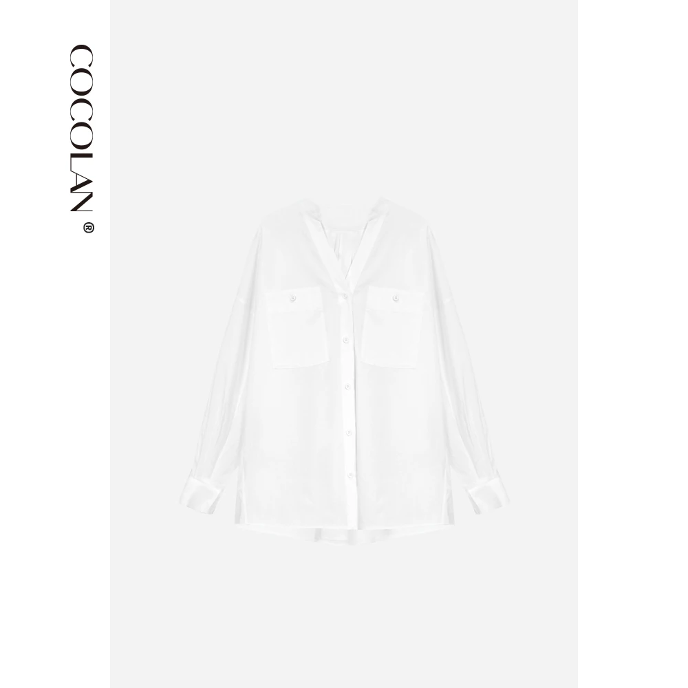 COCOLAN【拉菲】100棉春季纯色纯棉宽松衬衫CL1CS8067