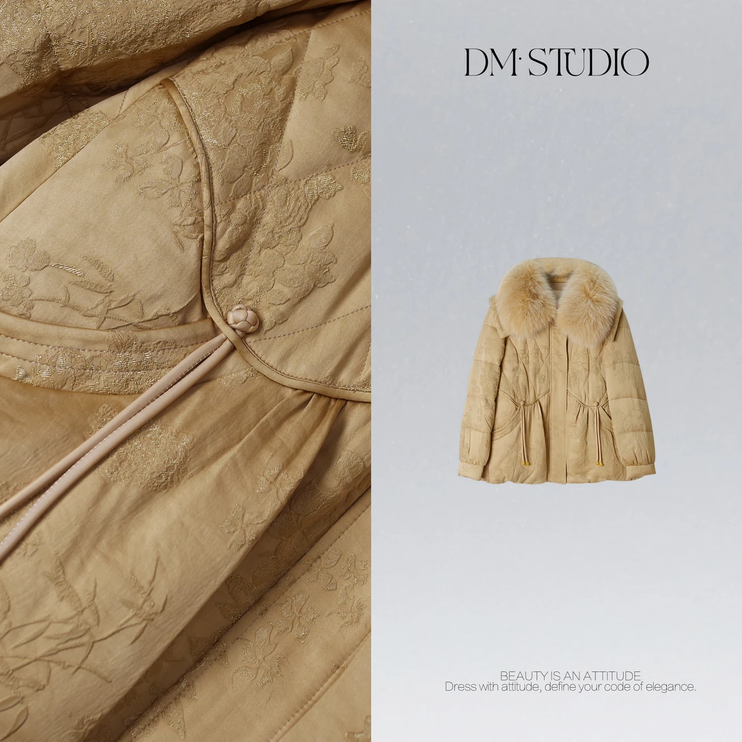 DEDM•STUDIO/精致冬季厚款提花狐狸毛领90白鹅绒服2506YRF/89366