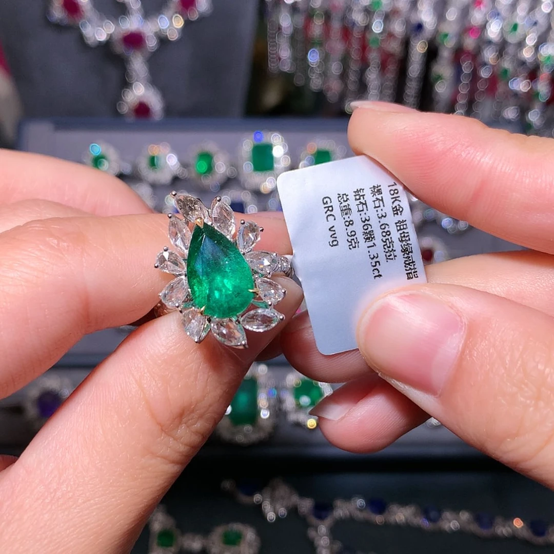 【闪购商品】祖母绿戒指18K金镶嵌