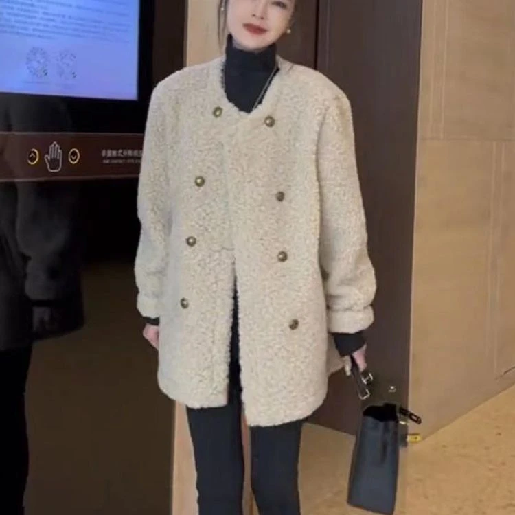 羊羔毛外套女秋冬季2024新款韩版气质高级感加厚小个子毛毛上衣