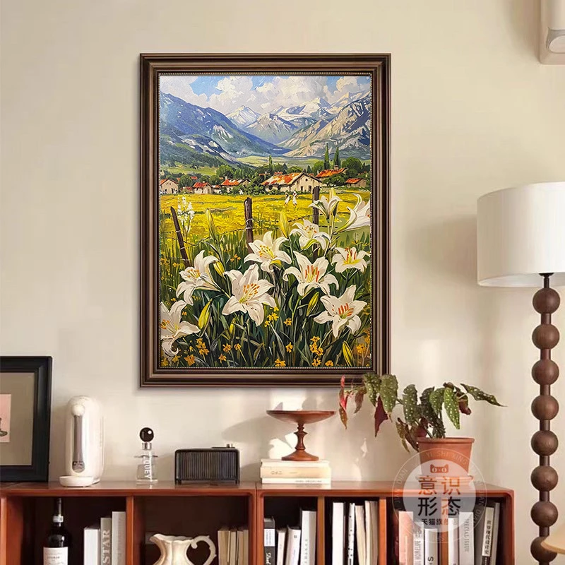 A83梵高麦田里 油画风景花卉挂画治愈解压客厅装饰画