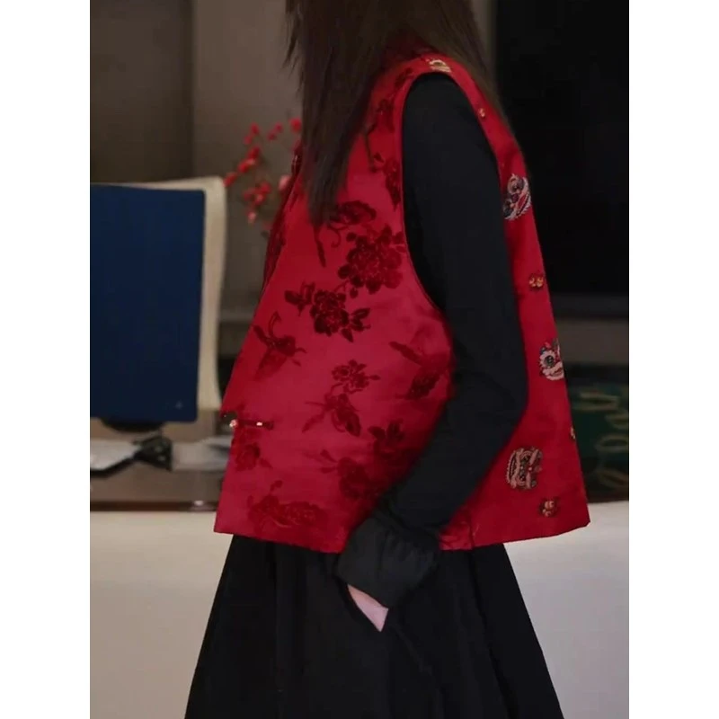 高级感黑色圆领打底衫新中式国风印花衬衫2025年春季新款新年套装