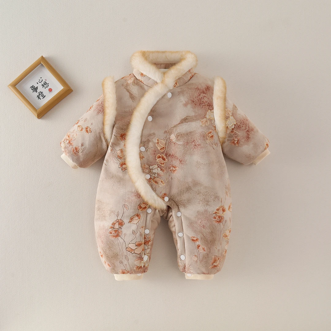婴幼儿中国风加棉加厚冬季连体衣拜年服新品周岁衣服棉