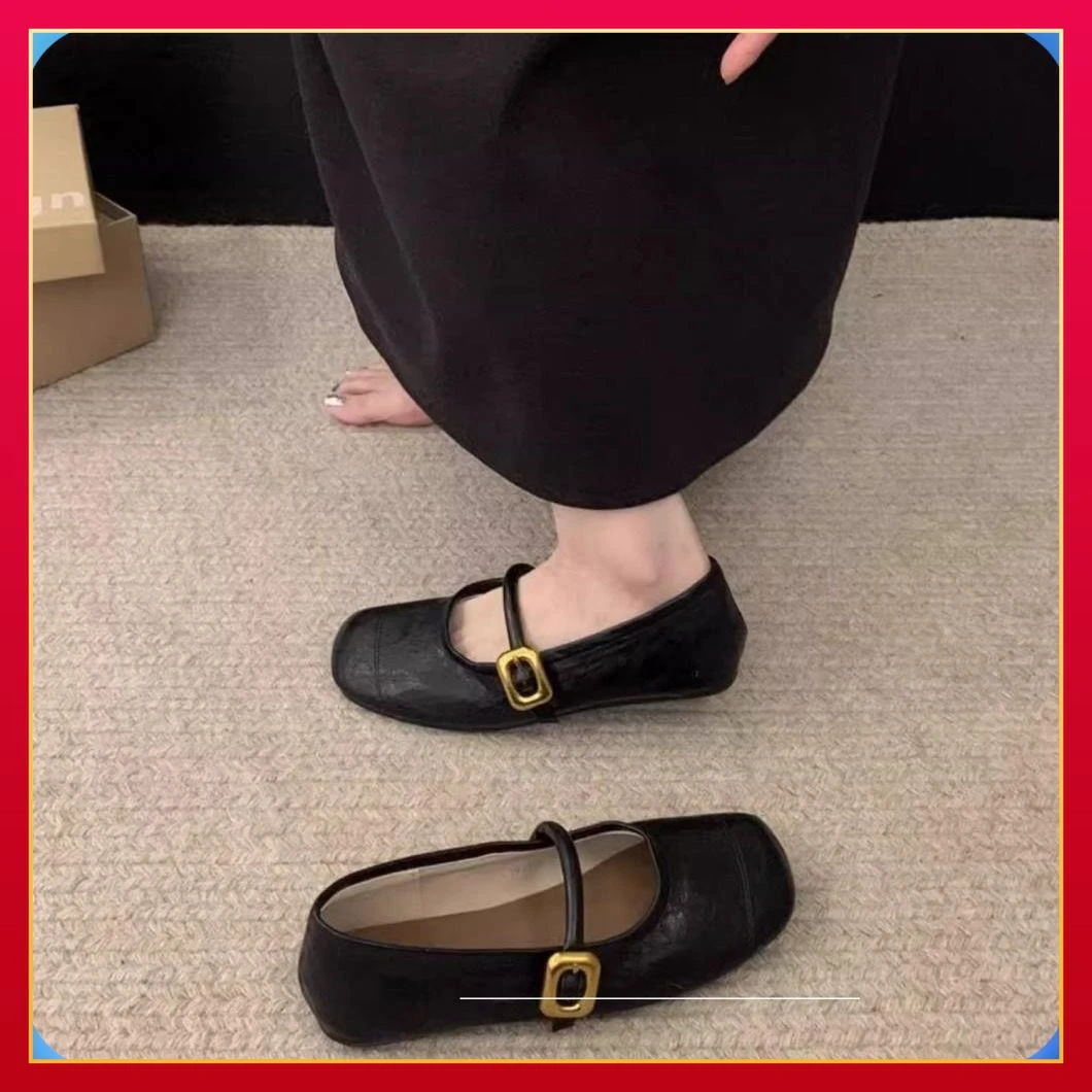 底一字单鞋轻便软底2025年夏季百搭新款浅口时尚法式玛丽珍女鞋