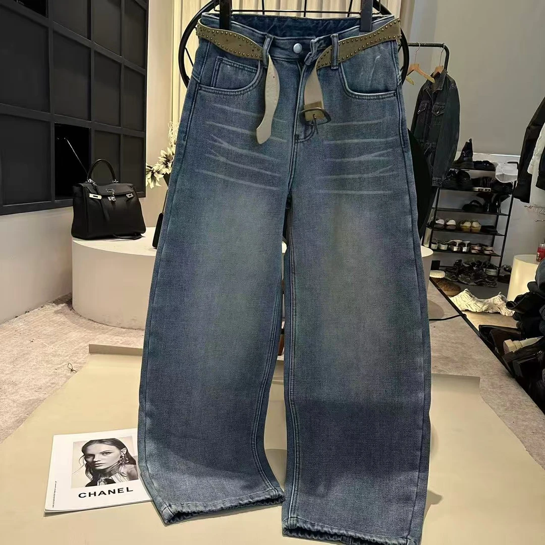 《姚家优麦汇》K7752冬款加绒复合弯刀牛仔裤显瘦百搭新款女