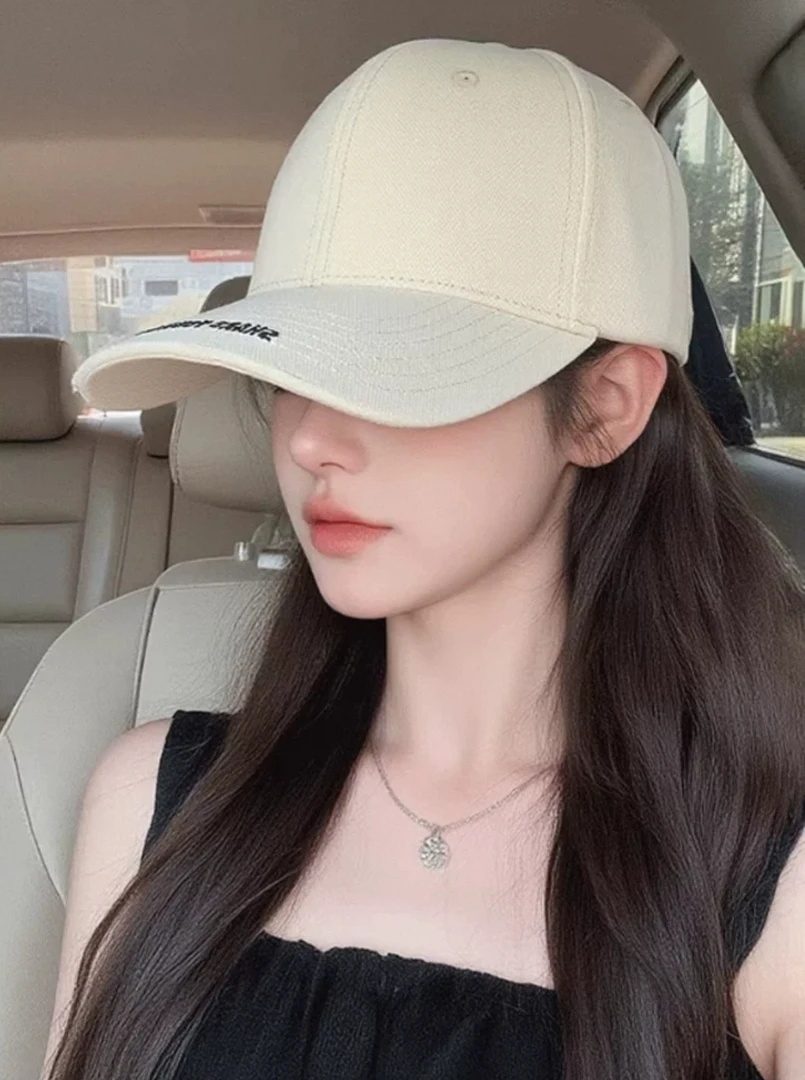 杏色-大牌Logo香香家刺绣棉鸭舌帽女款