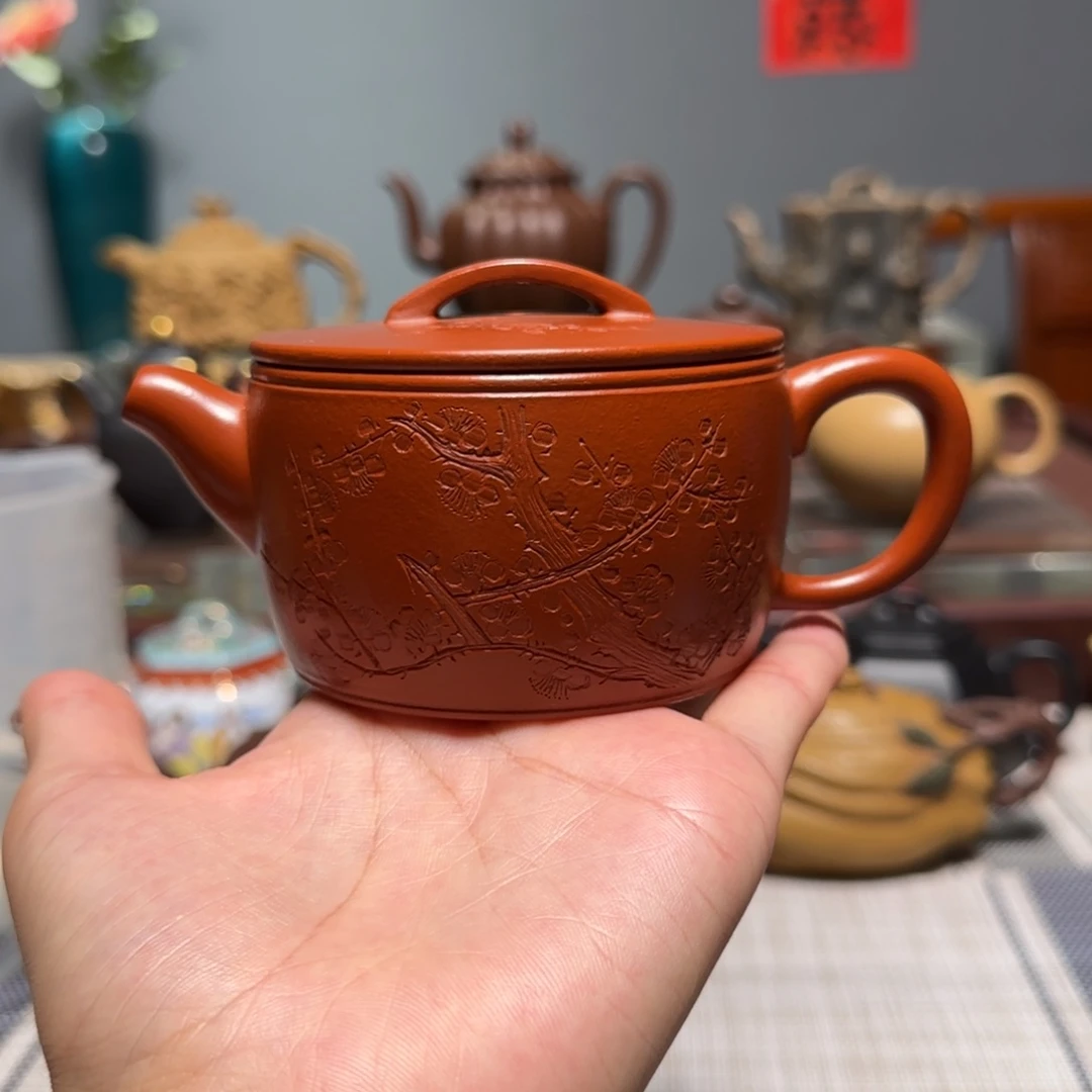 茶壶紫砂全手工大口汉瓦壶朱泥 170cc