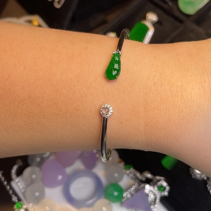 翡翠18K金镶嵌颈饰手镯