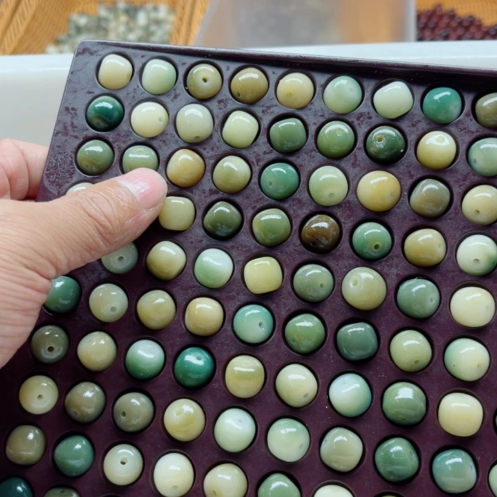 吊坠白玉菩提瑕疵11-10青提桶珠110颗