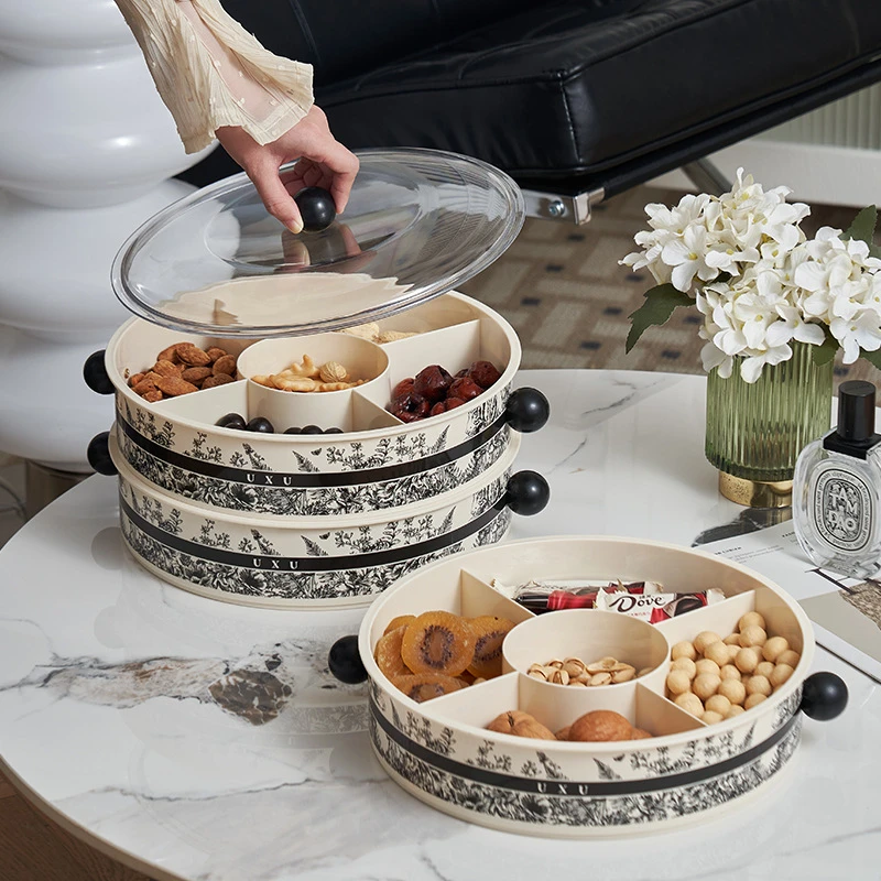 轻奢复古风干果盒家用客厅高颜值分格糖果零食茶点小食收纳盒果盘